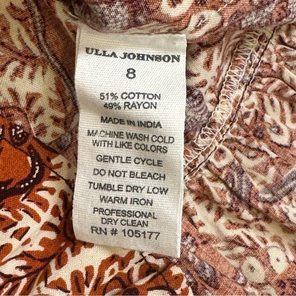 Ulla Johnson Nailah Bohemian Red Floral Cotton Blend Long Sleeve Boho Dress 8 - Picture 10 of 11